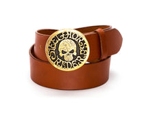 Leather Belt with Steel Horse Rider Skull Buckle - Gone Rogue