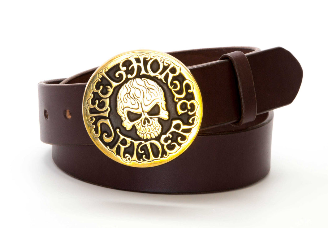 Leather Belt with Steel Horse Rider Skull Buckle – Gone Rogue
