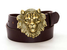 Leather Belt with Lion Head Belt Buckle - Gone Rogue