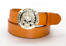 Leather Belt with Silver Indian Skull Buckle - Gone Rogue