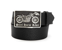 Pebbled Leather Belt with Steel Horse Rider Buckle - Gone Rogue