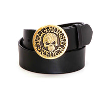 Leather Belt with Steel Horse Rider Skull Buckle - Gone Rogue