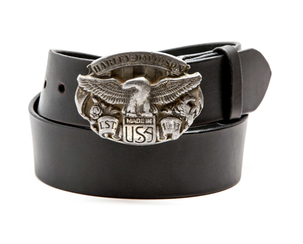 Leather Belt with Vintage Harley Buckle - Gone Rogue
